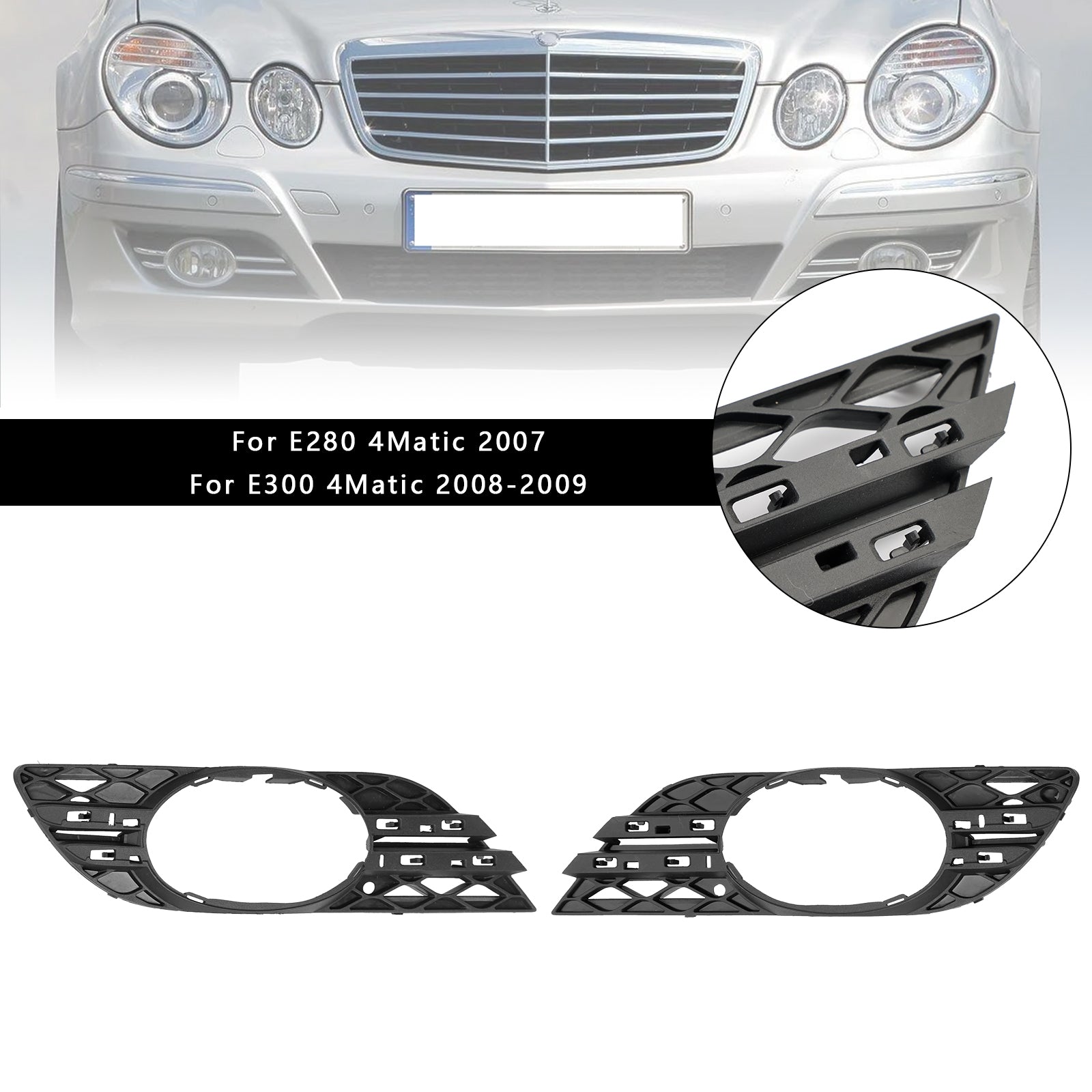 Ensemble de garnitures de phares antibrouillard 2 pièces pour Mercedes Benz Classe E W211 E280/300/320/350/550/E63 2007-2009