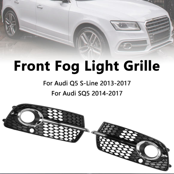 2013-2017 Audi Q5 S-Line SQ5 Grille de phare antibrouillard pour pare-chocs avant Grille chromée noire