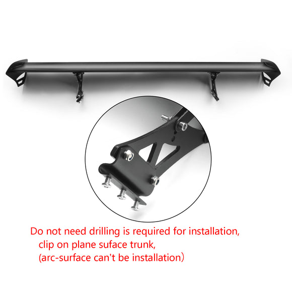 Universal Adjustable Lightweight GT Aluminum Rear Trunk Wing Black Racing Spoiler 53" / 135 cm