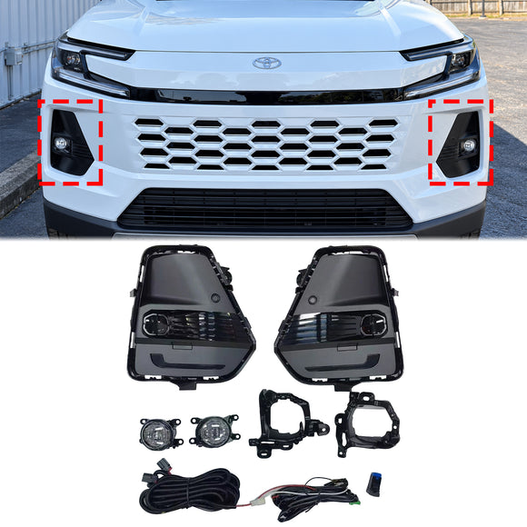 2026 2027 Toyota RAV4 White LED Front Bumper Fog Light Assembly Kit Bezel