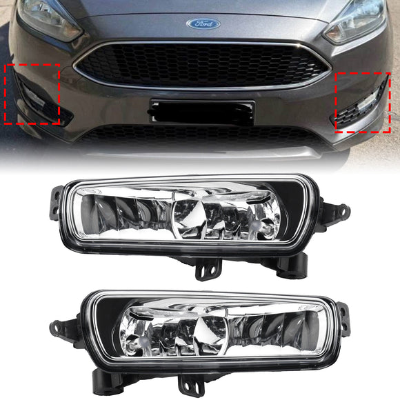 2015-2017 Ford Focus MK3 Pair Front Fog Light Lamps With Bulbs Left + Right 1874688 1856091