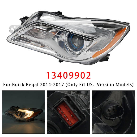 2014-2017 Buick Regal Halogen Left Headlight Assembly 13409902