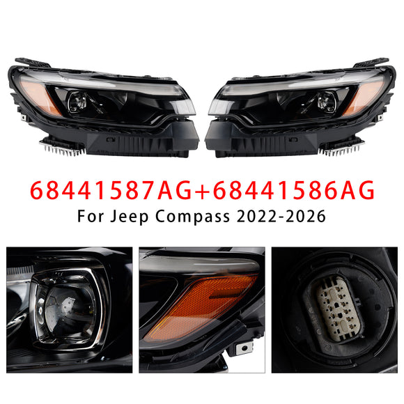 2022–2026 Jeep Compass, linke LED-Scheinwerferbaugruppe 68441587AG