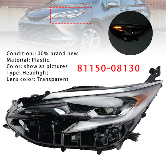 2021-2024 Toyota Sienna conduziu farol esquerdo + direito 81150-08130 81110-08130