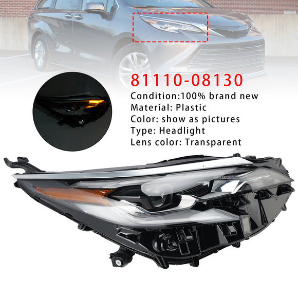 2021-2024 Toyota Sienna conduziu farol esquerdo + direito 81150-08130 81110-08130