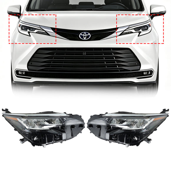 2021-2022 Toyota Sienna LE XLE Conjunto de farol LED esquerdo + direito LED 81110-08100 81150-08100