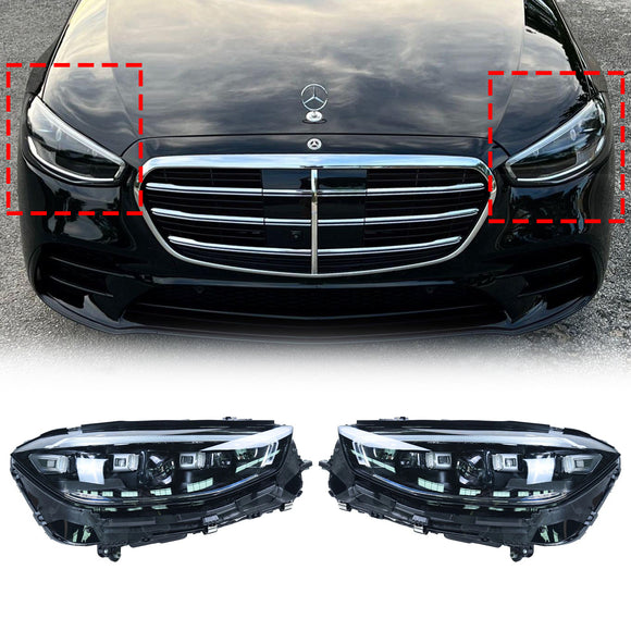 2021-2023 Mercedes-Benz S-Class S580 Vasen+oikea LED-ajovalokokoonpano A2239062905 A2239065004