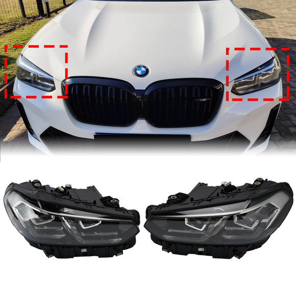 2022–2025 BMW X3 X4 G01 G02 LED-Scheinwerfer links + rechts, Chrom ohne AFS 63115A0E601 63115A0E602