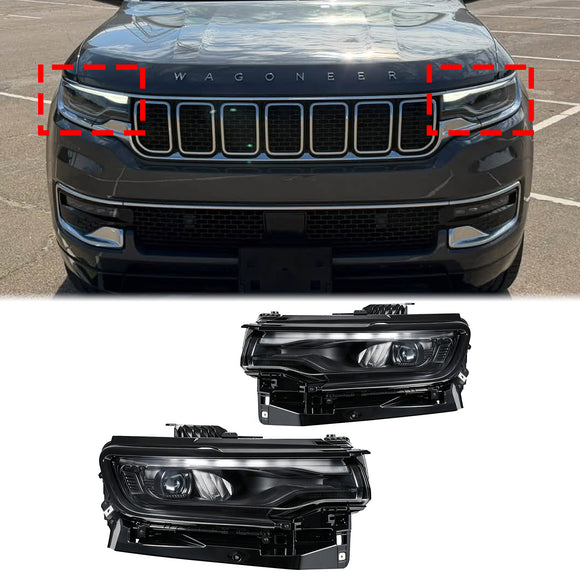 2022-2025 Jeep Wagoneer sinistra+destra gruppo ottico completo a LED nero 68598987AA 68598986AA