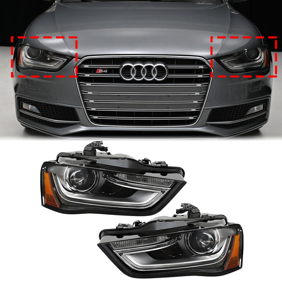 2013-2016 Audi A4 S4 Left+Right Xenon/HID Headlight w/o AFS 8K0941043E 8K0941044E