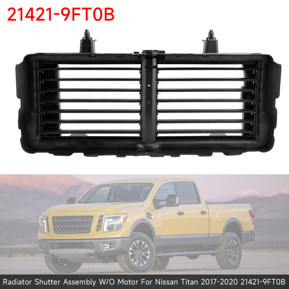 2017-2020 Nissan Titan/Titan XD jäähdyttimen suljinkokoonpano ilman moottoria 21421-9FT0B 214219FT0A