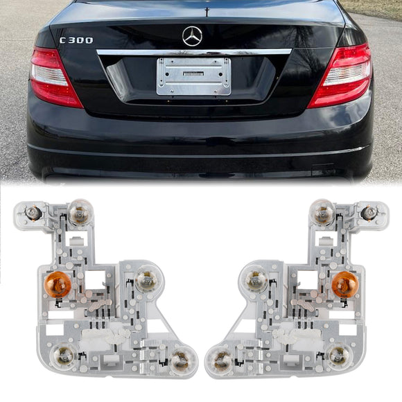 2007-2010 Mercedes W204 C-Class Left+Right Pair Tail Lamp Bulb Holder with Bulbs A2048201500 A2048201600