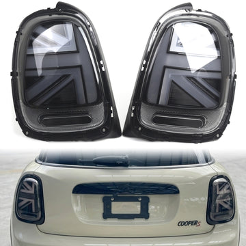 2014-2024 Mini Cooper / Cooper S / Cooper SD F55 F56 F57 Left + Right Smoked Union Jack LED Tail Lights Lamp