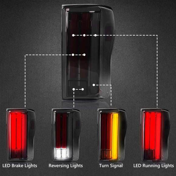 Toyota Tundra 2007-2013 Left + Right LED Tail Lights Black Housing Smoked Lens Replacement