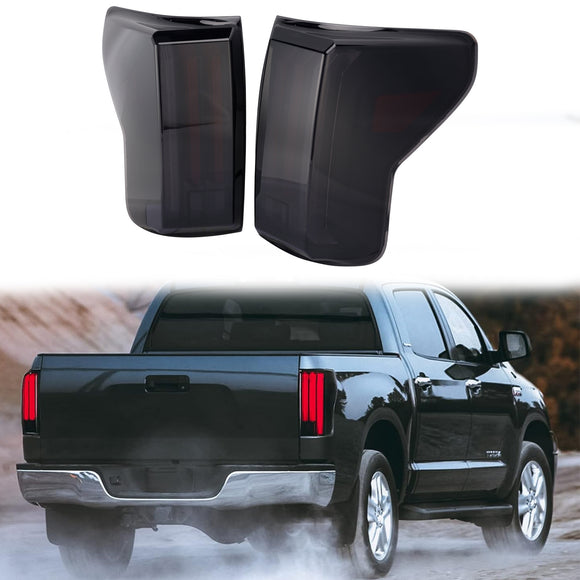 Toyota Tundra 2007-2013 Left + Right LED Tail Lights Black Housing Smoked Lens Replacement
