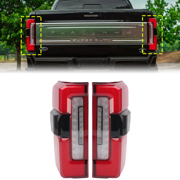 2023-2026 Ford F250 F350 F450 Super Duty Platinum / Limited Left+Right Pairt LED Tail Light With Blind Spot PC3Z-13404-C PC3Z-13405-C