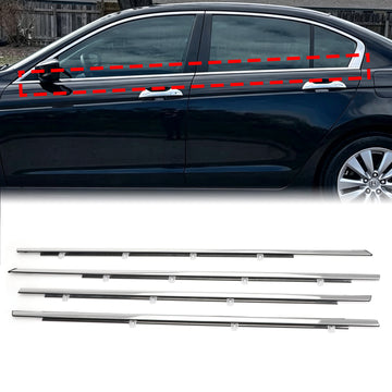 2008–2012 Honda Accord 4 Stück Chrom-Dichtungsstreifen Fensterleisten-Dichtungsgürtel 72410-TAO-A01