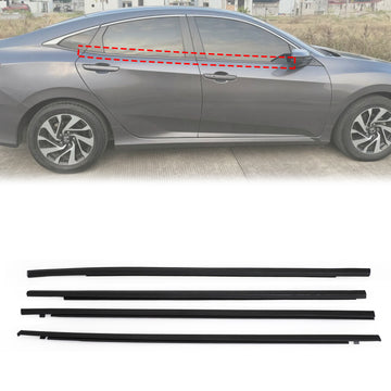 Honda Civic 2016-2021 4Pcs Left + Right Weatherstrip Window Moulding Trim Seal Belt