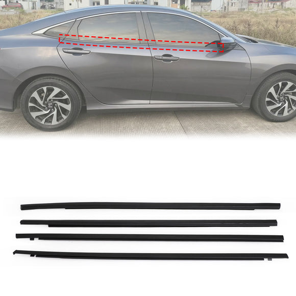 Honda Civic 2016 – 2021, 4 pièces, bande d'étanchéité gauche + droite, moulage de fenêtre, ceinture d'étanchéité