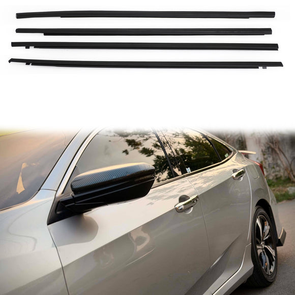 Honda Civic 2016 – 2021, 4 pièces, bande d'étanchéité gauche + droite, moulage de fenêtre, ceinture d'étanchéité