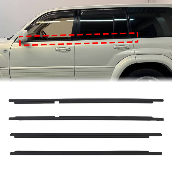 Toyota Land Cruiser LC100 1998–2007, 4 Stück, Türglasgürtel, Außenform-Dichtungsstreifen, 75710–60070, 75720–60070
