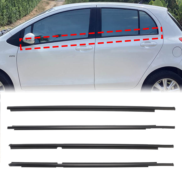 2006-2013 Toyota Yaris Hatchback 4PCS Door Glass Belt Outer Molding Weatherstrip 68210-0D100 68160-0D100