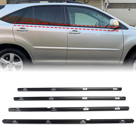 2003-2008 Lexus RX330 RX350 RH400h 4 pezzi guarnizione per finestra 68171-48032 68172-48032 68173-48031 68174-48031