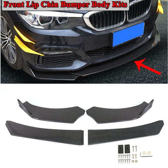 4PCS Universal Front Bumper Lip Body Kit Spoiler For Universal Model