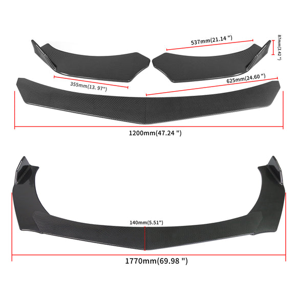 4PCS Universal Front Bumper Lip Body Kit Spoiler For Universal Model