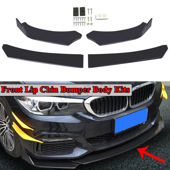 4PCS Universal Front Bumper Lip Body Kit Spoiler Fit All Models
