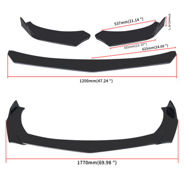 4PCS Universal Front Bumper Lip Body Kit Spoiler Fit All Models - 0
