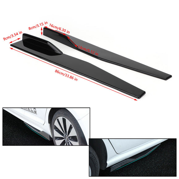 Universal Pair 86cm Car Gloss Black Side Skirts Rocker Splitters Diffuser Winglet Wings
