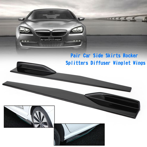 Universal Pair 86cm Car Gloss Black Side Skirts Rocker Splitters Diffuser Winglet Wings
