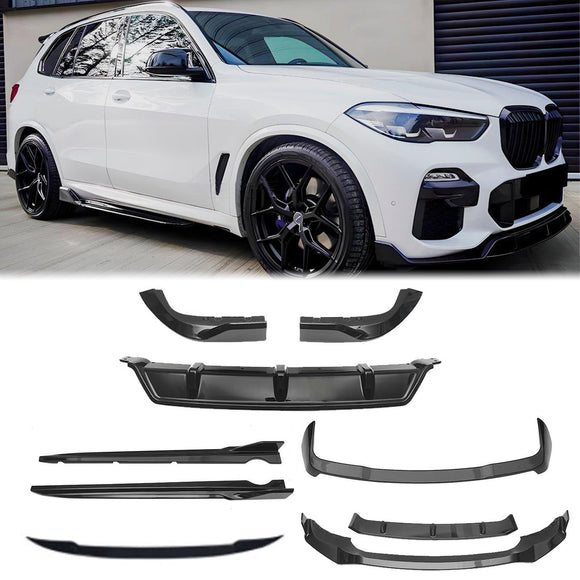 BMW X5 G05 2019-2022 Body Kit Splitter anteriore Labbro Diffusore posteriore Gonna Nera