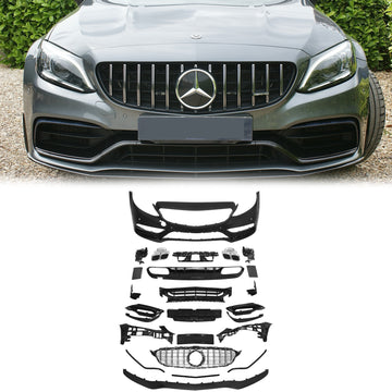 2015-2018 Mercedes Benz W205 C-Class Body Kit Bumper Upgrade To 2019-2021 C63 AMG Style