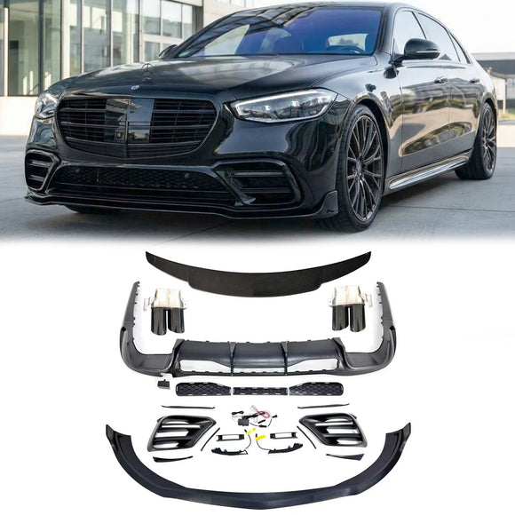 2021-2023 Mercedes S-Class W223 S350 S400 S450 S500 S580 Body Kit Bumper Upgrade To Brabus Style
