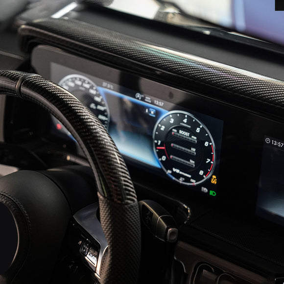 Hiilikuituinen kojelaudan näytön suojus sopii Mercedes-Benz G-luokkaan W464  W465 2019–2026