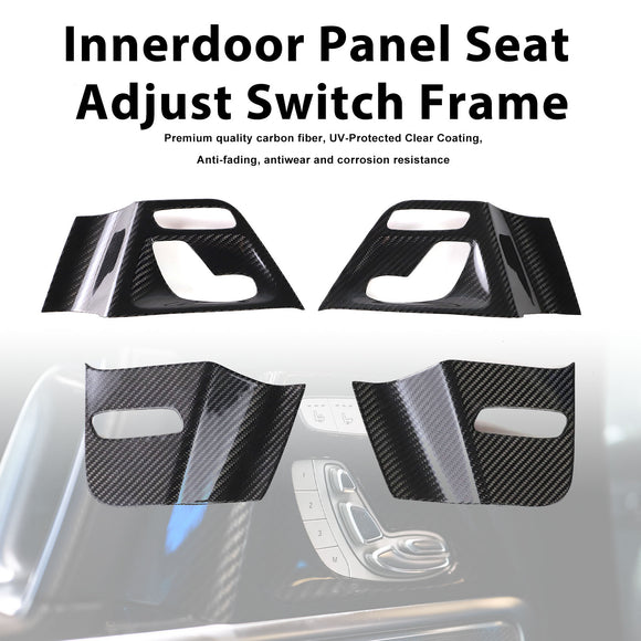 Marco del interruptor de ajuste del asiento del panel interior de la puerta de fibra de carbono seca compatible con Mercedes Benz Clase G W464  W465 2019-2026