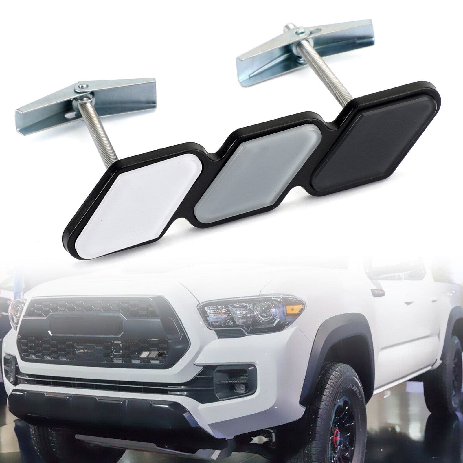 Tri Color White/Gray/Black Badge For Toyota Tacoma 4Runner Tundra Front Bumper Grille Emblem