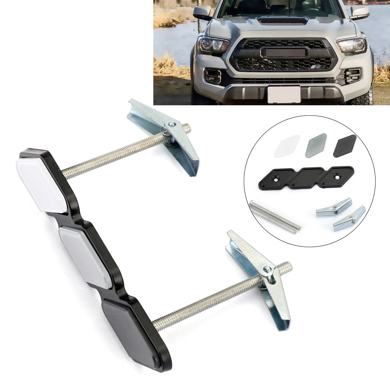 Tri Color White/Gray/Black Badge For Toyota Tacoma 4Runner Tundra Front Bumper Grille Emblem