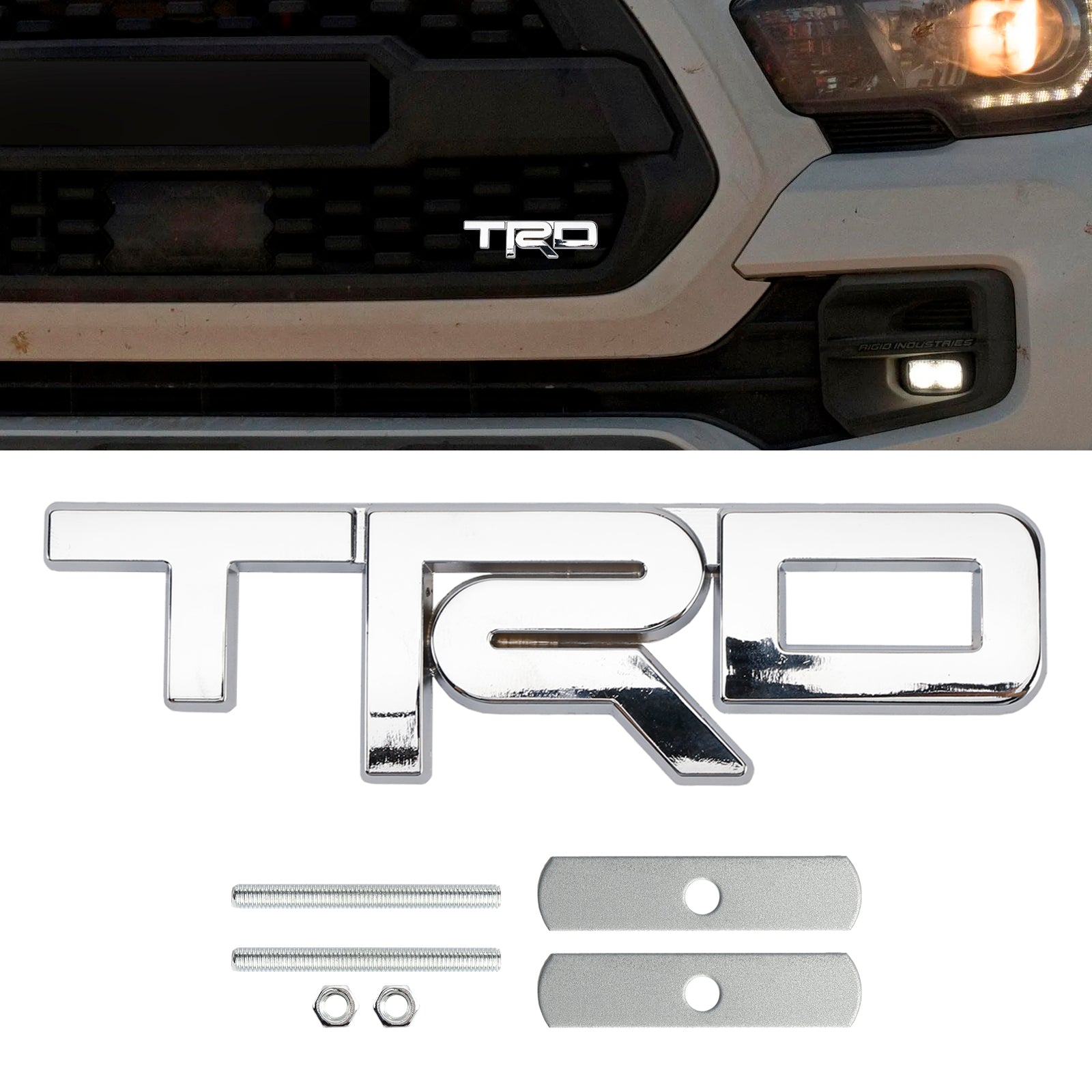 TRD Grille Badge For Tacoma Tundra 4Runner Red / Black / Chrome Front Grill Emblem