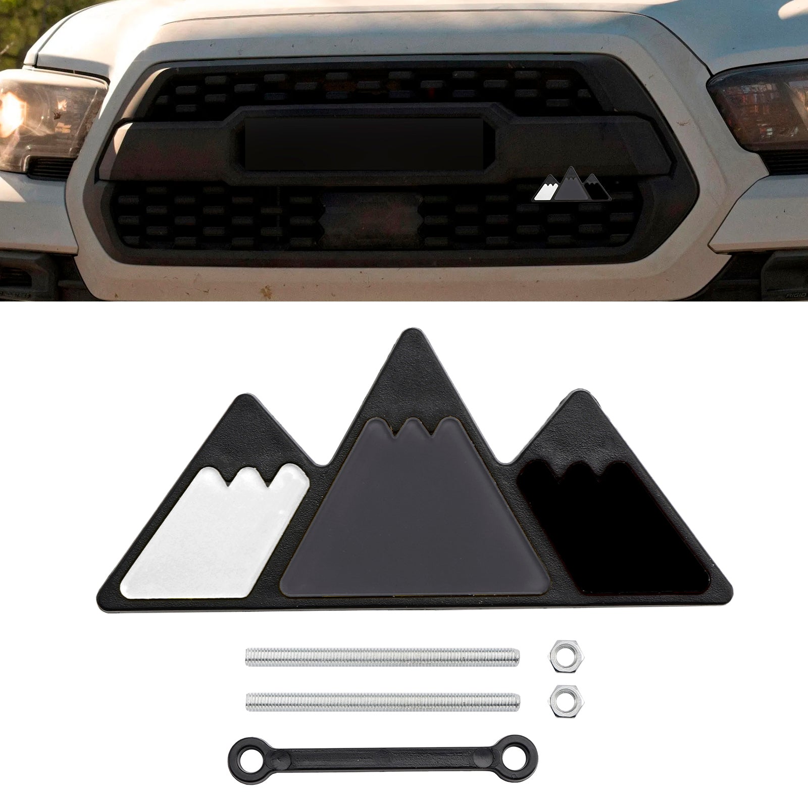 Tri-Color Grille Badge Emblem for Toyota Tacoma Tundra 4Runner Grey Scheme