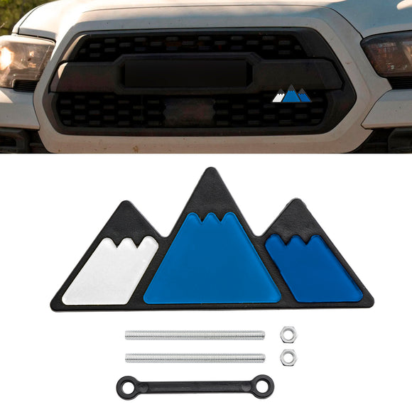 Tri-Color Grille Badge for Toyota Tacoma Tundra 4Runner Blue/ White Mountain Emblem