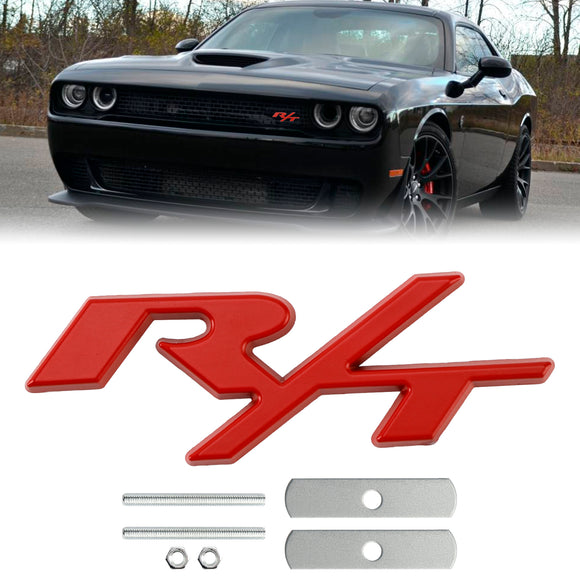 R/T-badge voorbumpergrille-embleem voor Dodge Charger Challenger rood/chroom/zwart/rood-zwarte badge