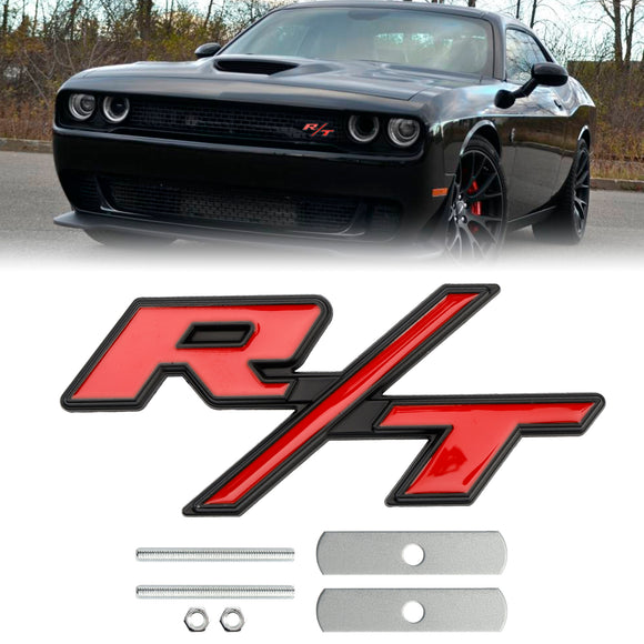 R/T-badge voorbumpergrille-embleem voor Dodge Charger Challenger rood/chroom/zwart/rood-zwarte badge