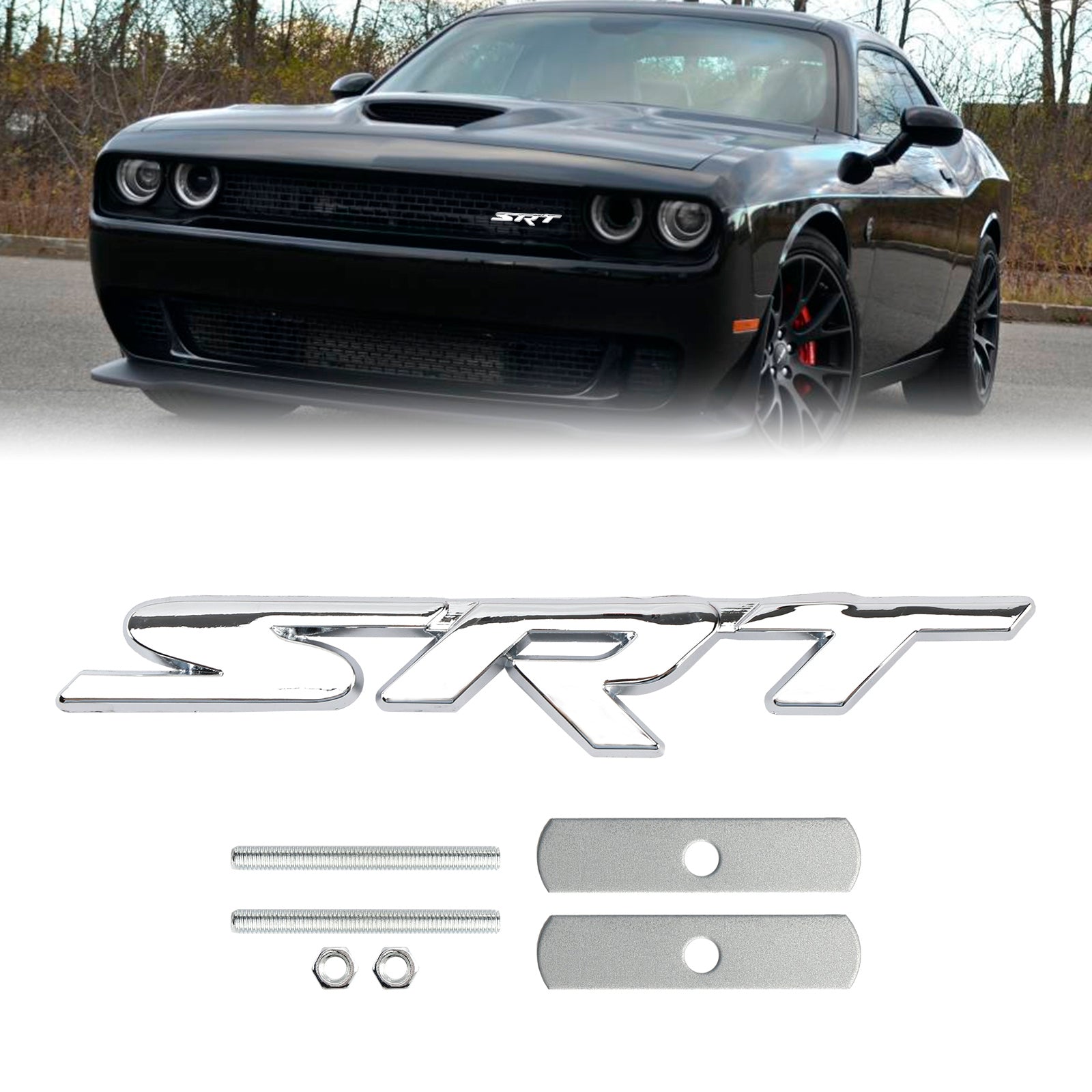 Red Front Grille SRT Emblem For Charger Challenger SRT Red / Chrome / Black Decal Badge