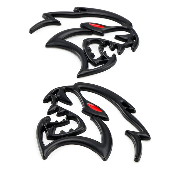 2x Hellcat Fender Side Emblem Badge Decal for Dodge Durango Charger Challenger SRT Hellcat Black