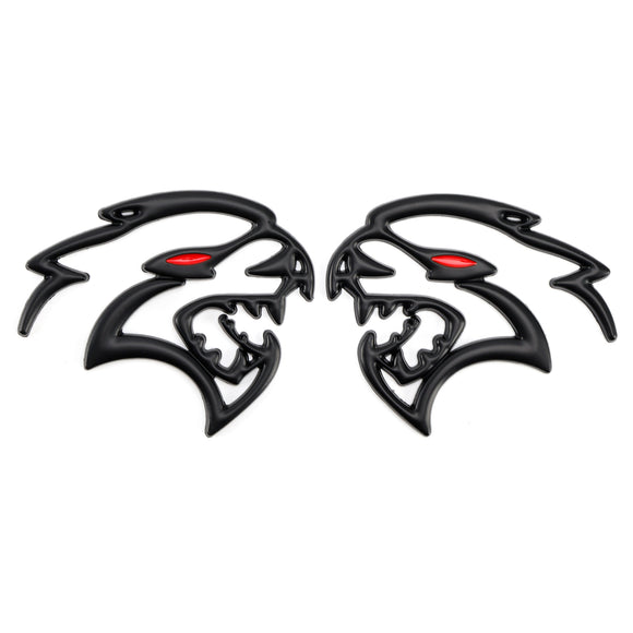 2x Hellcat Fender Side Emblem Badge Decal for Dodge Durango Charger Challenger SRT Hellcat Black