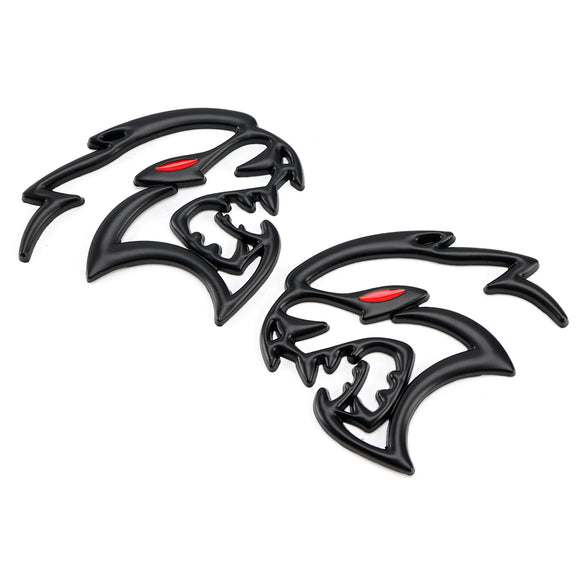 2x Hellcat Fender Side Emblem Badge Decal for Dodge Durango Charger Challenger SRT Hellcat Black