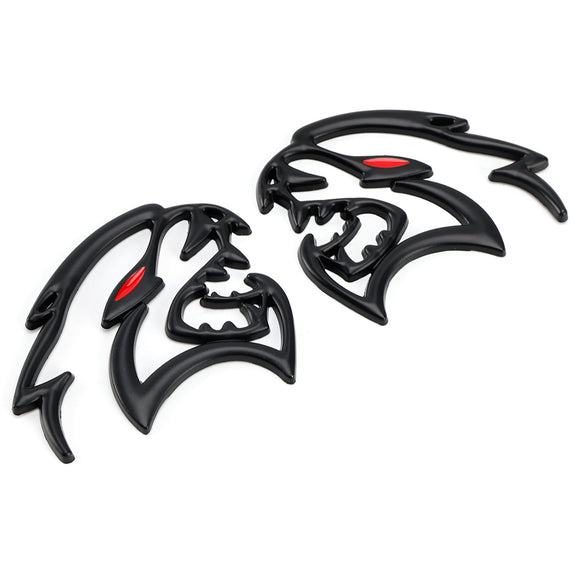 2x Hellcat Fender Side Emblem Badge Decal for Dodge Durango Charger Challenger SRT Hellcat Black